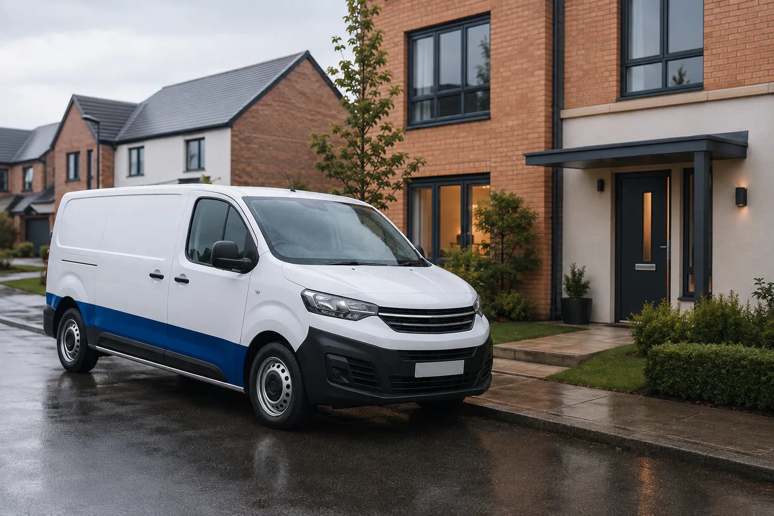 A branded FBA Sparkle Services van parked outside a client property in Milton Keynes