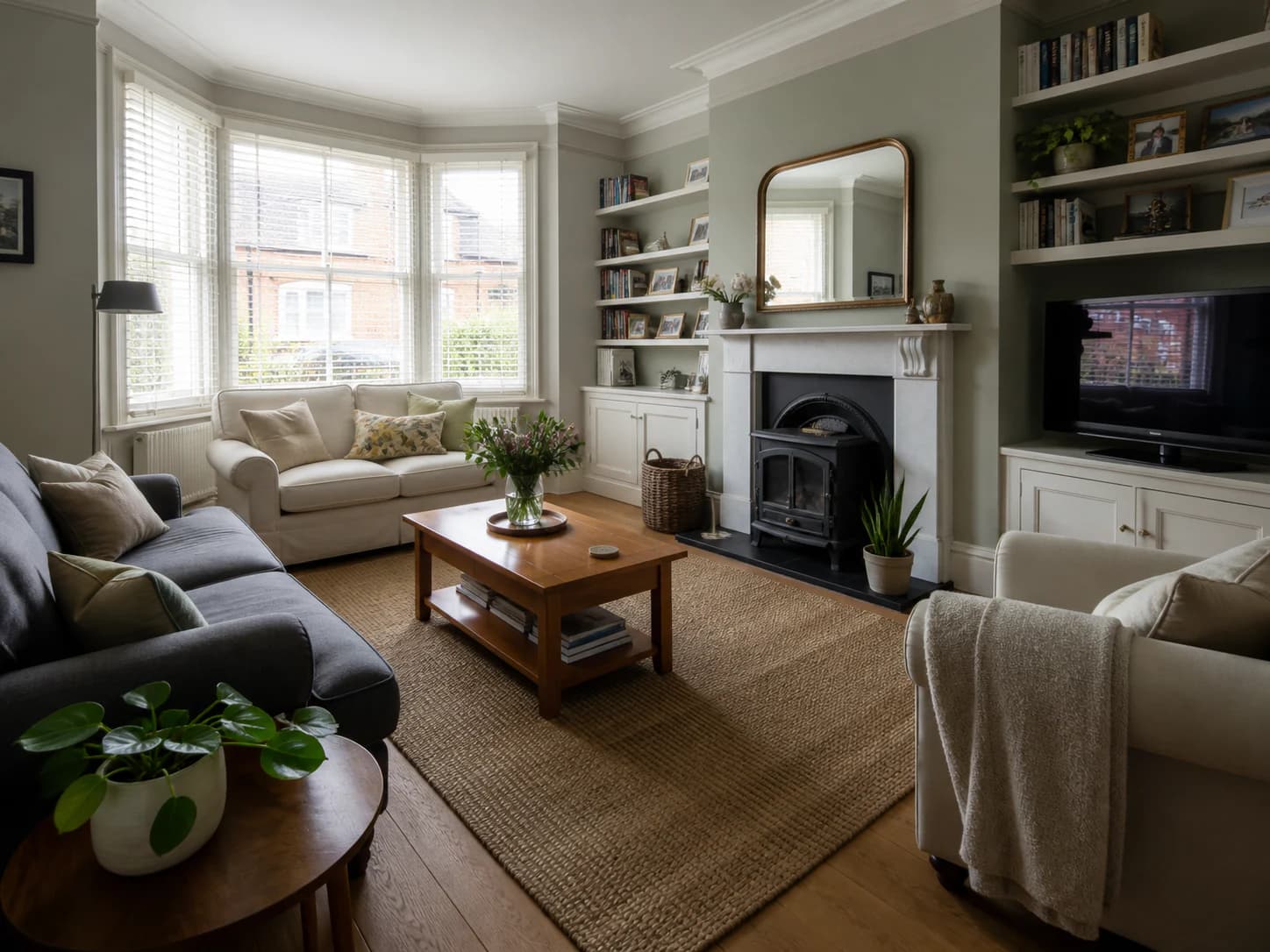 Living room after a full domestic clean