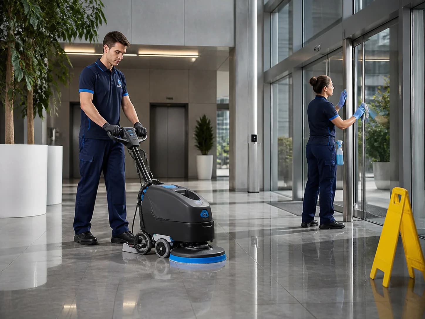 FBA Sparkle cleaners carrying out office cleaning at a client property